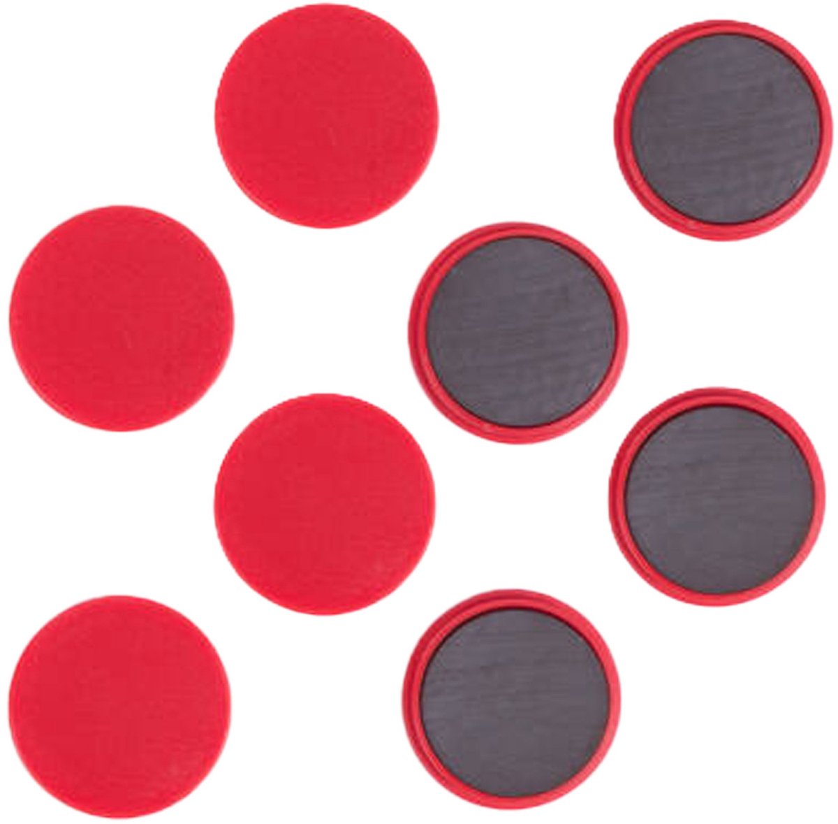 Benson koelkast magneten rond - zelfklevend - Rood - 8x stuks - D35 mm - magneetjes