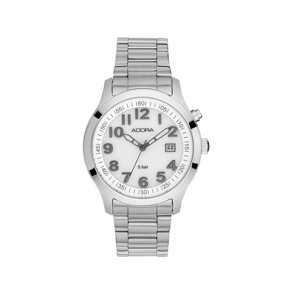 Adora Herenpolshorloge - 40 mm - Edelstalen Kast en Band - Anti-Allergisch - Datum - Backlight - Secondenmarkeringen - 5 BAR Waterdicht - Model AB6647