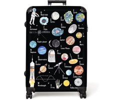 NoBoringSuitcases.com NoBoringSuitcases.com® - Koffer groot - Reiskoffer lichtgewicht - Alfabet - Planeten - Ruimte - Astronaut - Kinderen - Rolkoffer met 4 wielen - 98 liter bagage