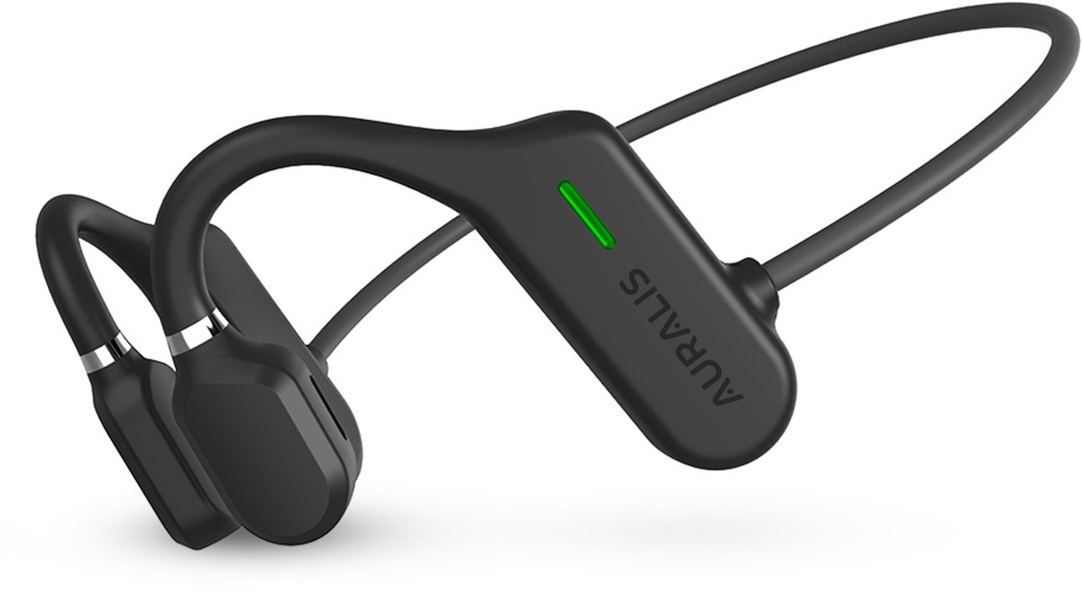 Auralis Pulse Open-Ear Oordopjes met Microfoon - Air Conduction Headphone met nekband voor Sport, Hardlopen & Fitness – Draadloze Oortjes - Koptelefoon met oorhaakje - Zwart