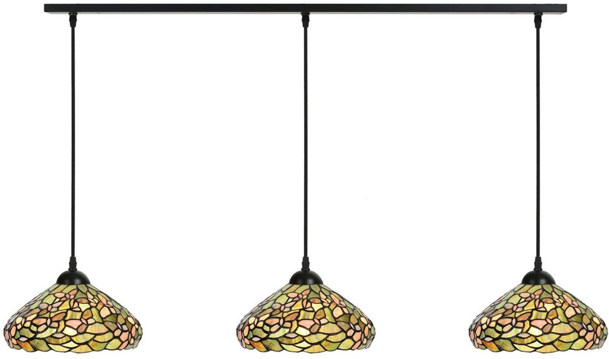 Coloured by Art 3 x Tiffany Settle Down lampen aan plafondbalk - Art Deco Trade Groen