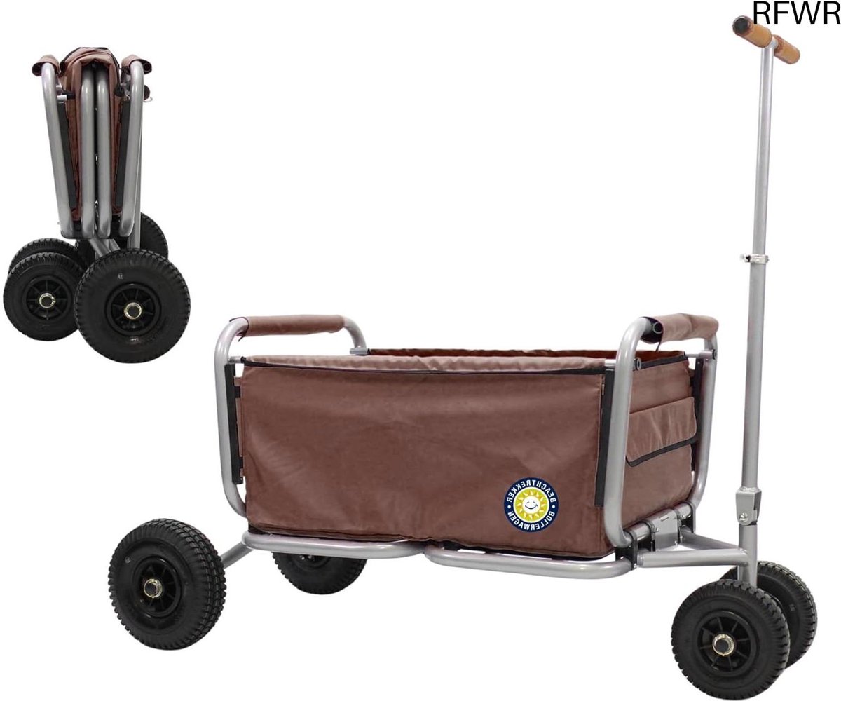 RFWR® Opvouwbare Bolderkar met Parkeerrem en Luchtbanden - Ideaal voor Strand en Recreatie