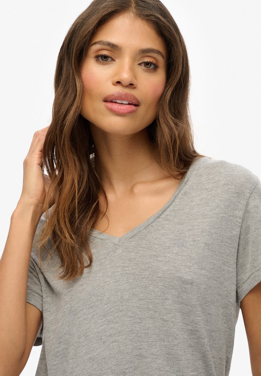 Superdry Studios Slub T-shirt met Borduursel Dames T-shirts Zilver