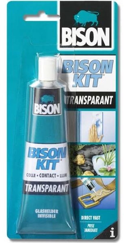 Bison Kit® transparant tube 100 ml, glashelder, sterke, universele contactlijm, vochtbestendig, vorstbestendig, -40°C tot +70°C, eenvoudig in gebruik, voor ontelbare reparaties