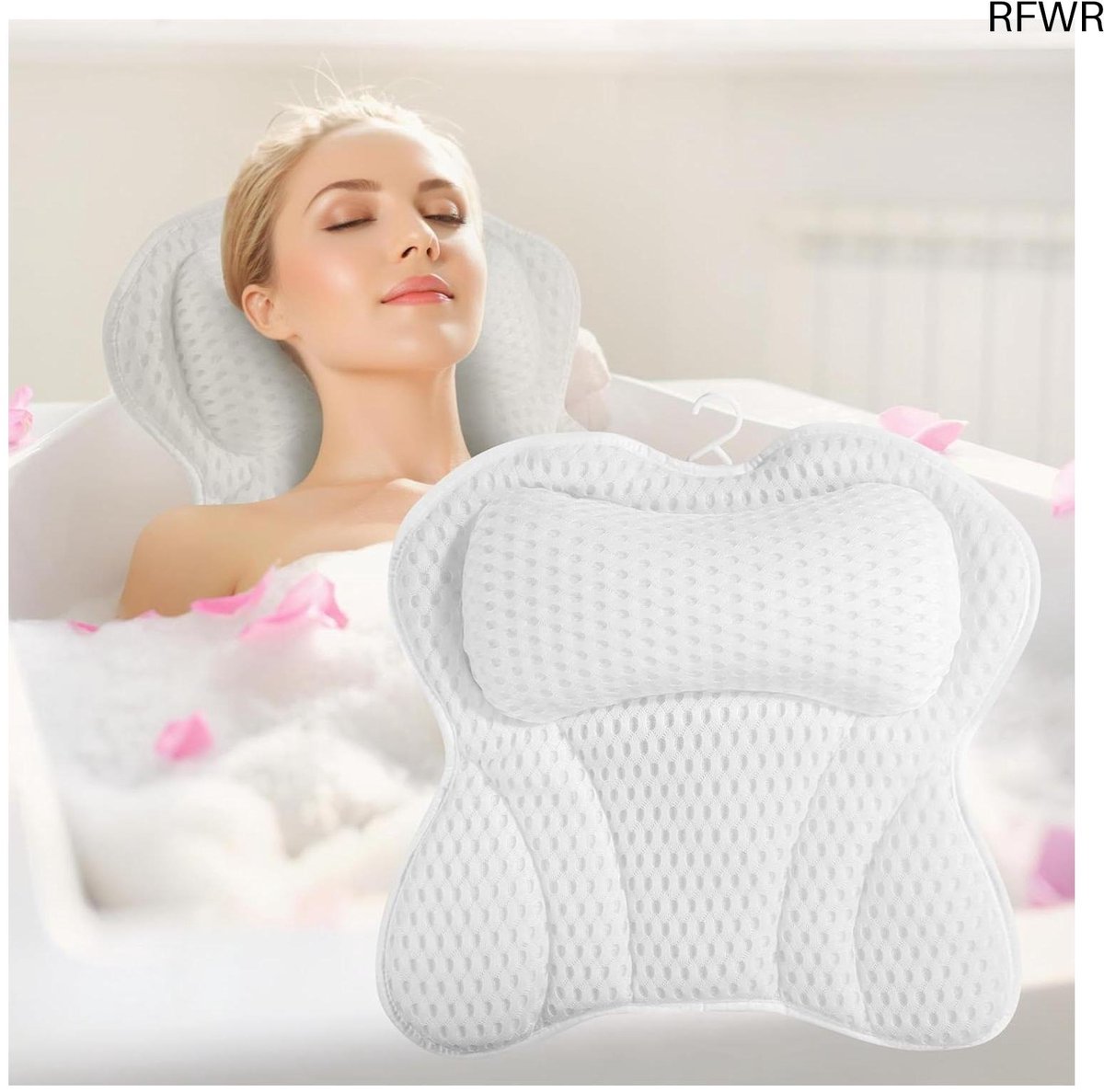 RFWR® Badkussen voor optimaal comfort in bad met 6 zuignappen
