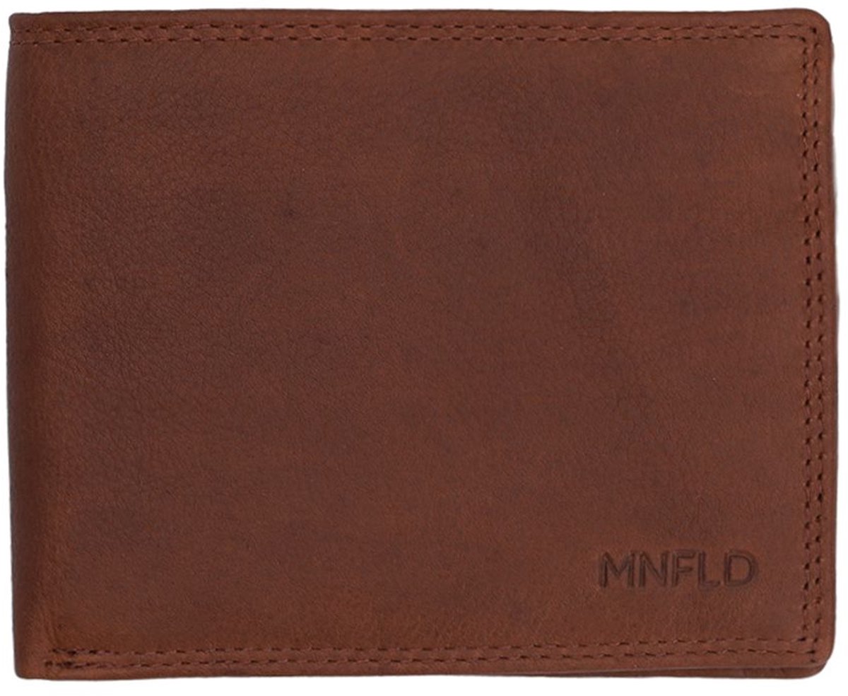 Manfield - Heren - Cognac leren portemonnee - Maat 1