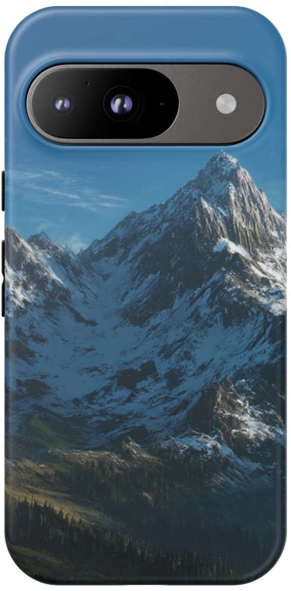 Sneeuwbedekte Bergketen onder Blauwe Lucht – Telefoonhoesje Geschikt voor Pixel 9
