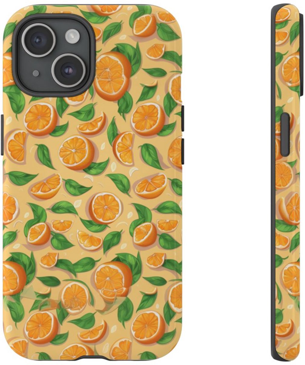Vrolijk Sinaasappelpatroon – Telefoonhoesje Geschikt voor iPhone 15