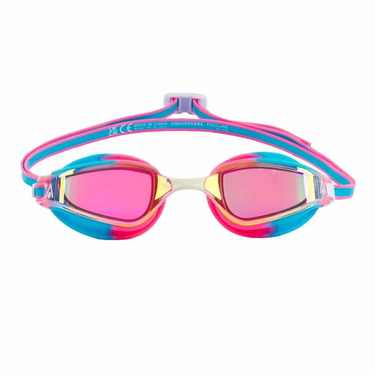 Aquasphere Fastlane - Zwembril - Volwassenen - Pink Iridescent Mirrored Lens - Multicolor/Blauw
