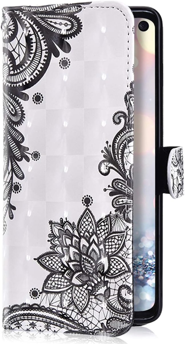 Kompatibele Huawei P30 Lite - Zwarte Rozenbloem - Telefoonhoesje