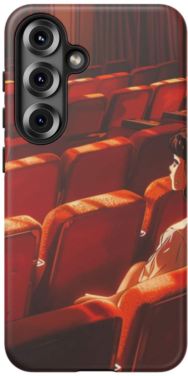 Meisje Alleen in Rood Theater – Telefoonhoesje Geschikt voor Galaxy S25
