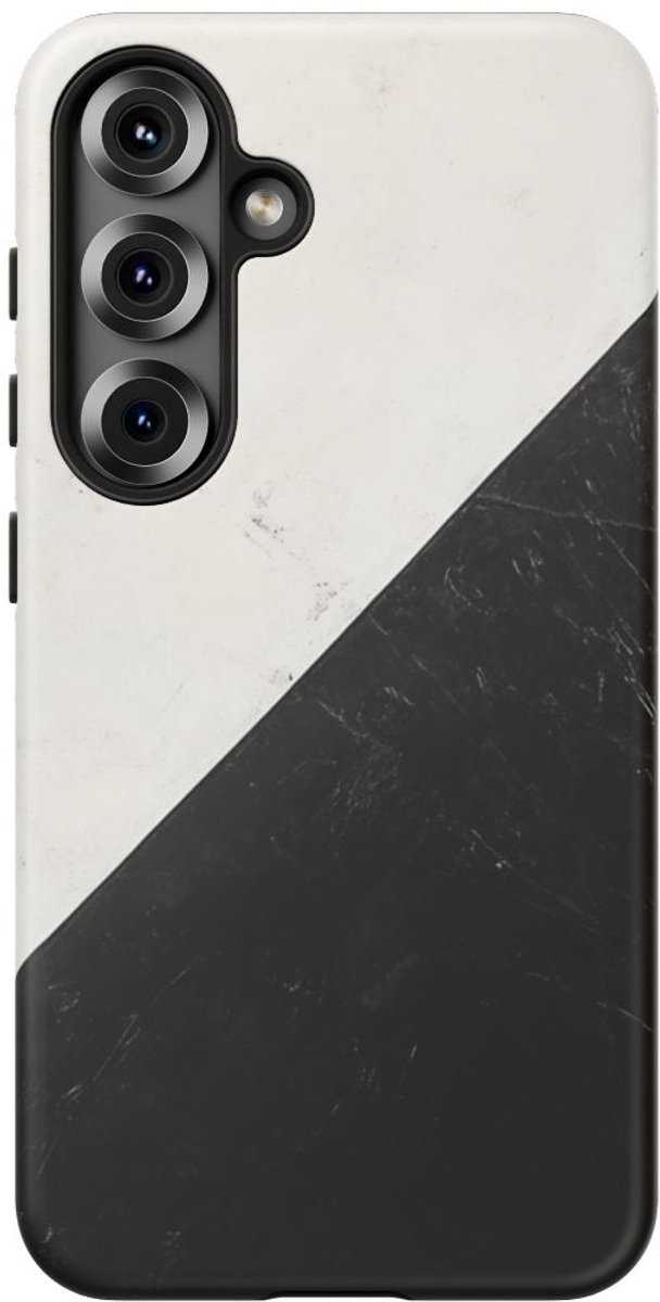 Zwart-Wit Driehoek Vlagontwerp – Telefoonhoesje Geschikt voor Galaxy S25
