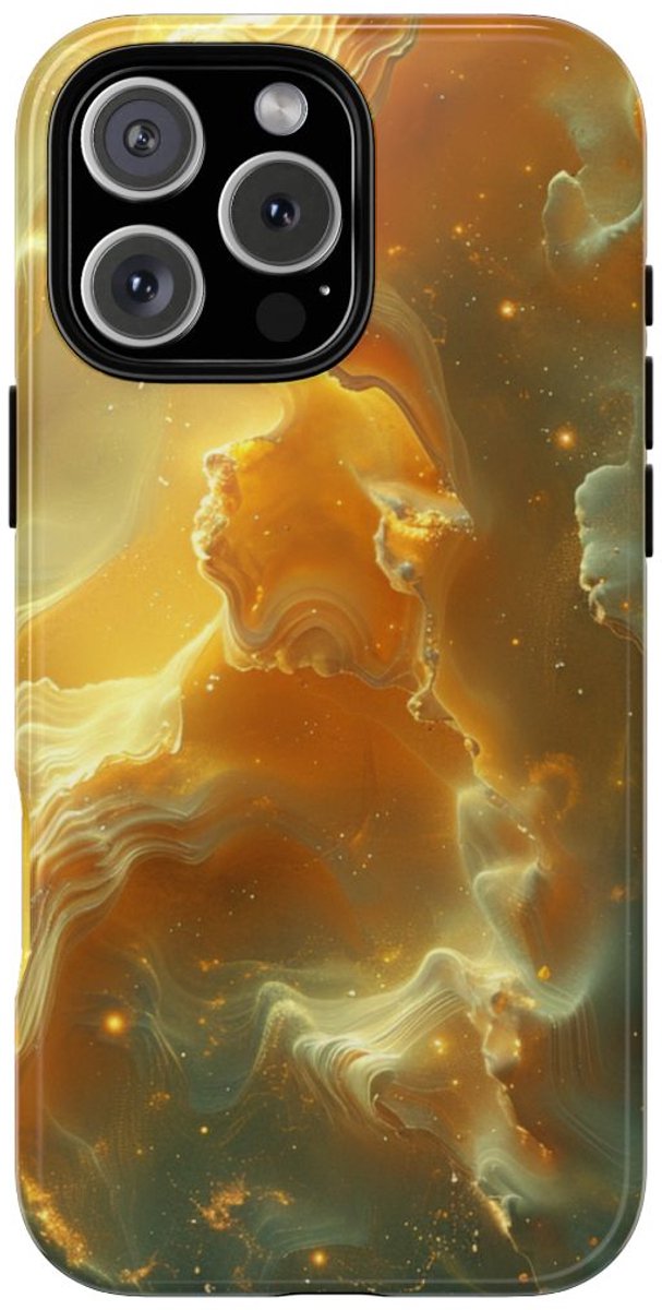 Gouden Nebula Abstract Design – Telefoonhoesje Geschikt voor iPhone 16 Pro Max