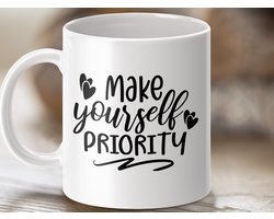 make priority, motivational mug, self care, inspiratie mok, positive drinkware, zelfzorg cadeau, affirmation cup, koffie mok, thee mok, inspirerende mok, prioritize you, self love mug, mindful gift