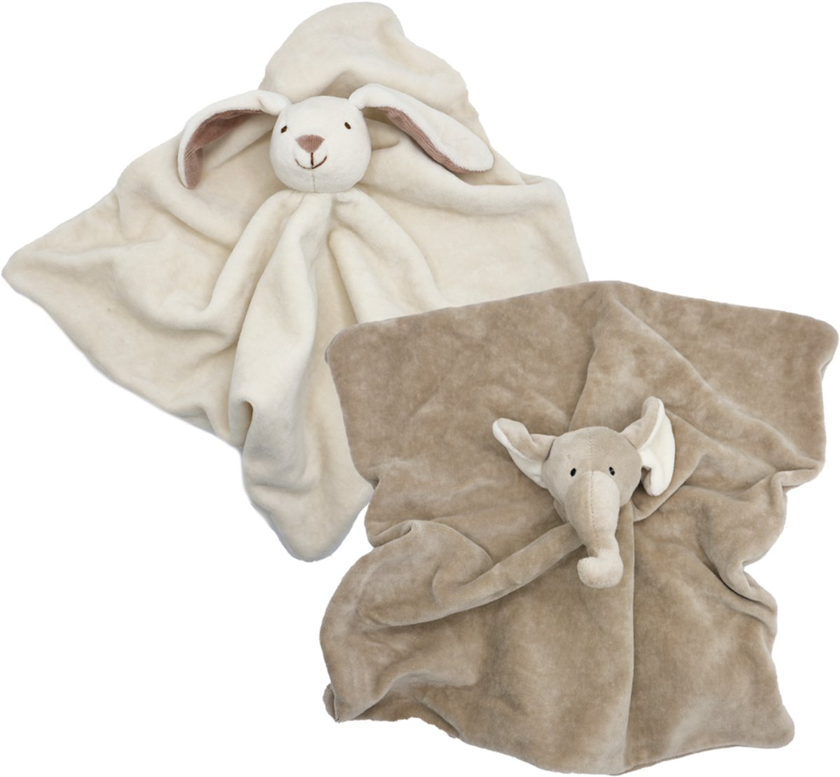 Cute since 1999 - Biologisch Knuffeldoekje - Konijn & Olifant - Doudou - 2 stuks - 35 x 35 cm
