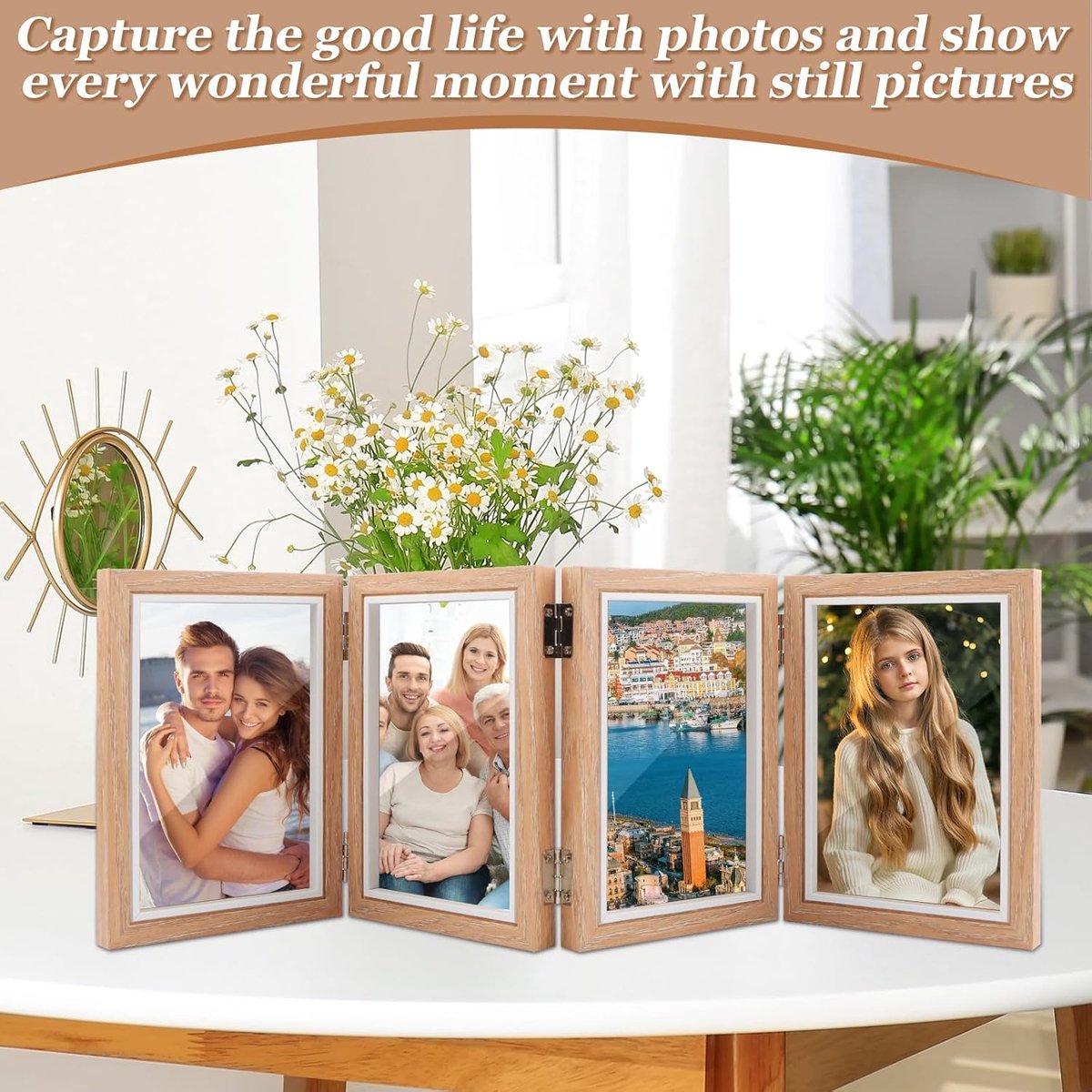 Fotolijst Collage voor 4 Horizontale Foto's, Decoratieve Fotolijstset