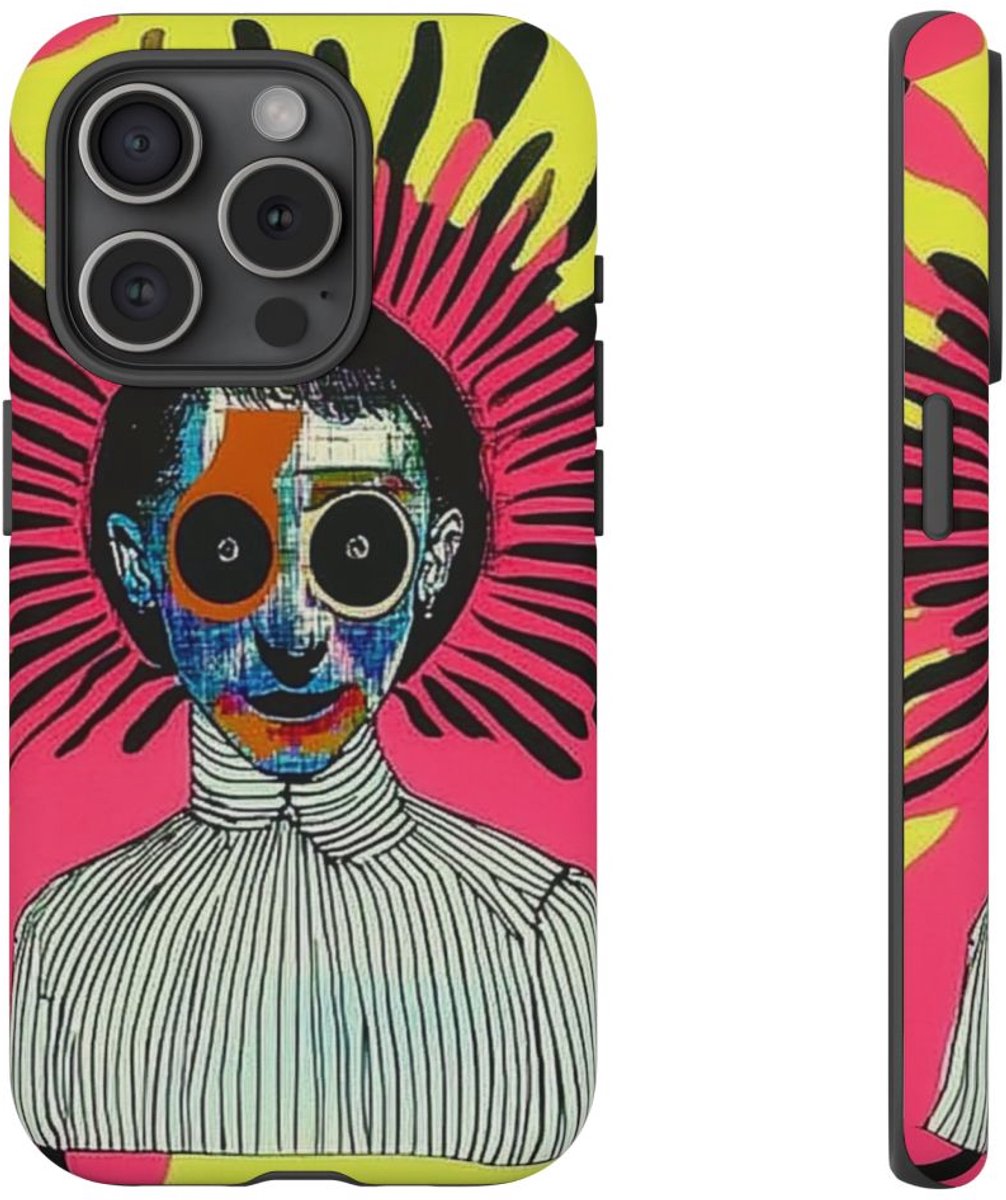 Abstract Psychedelisch Portret – Telefoonhoesje Geschikt voor iPhone 15 Pro
