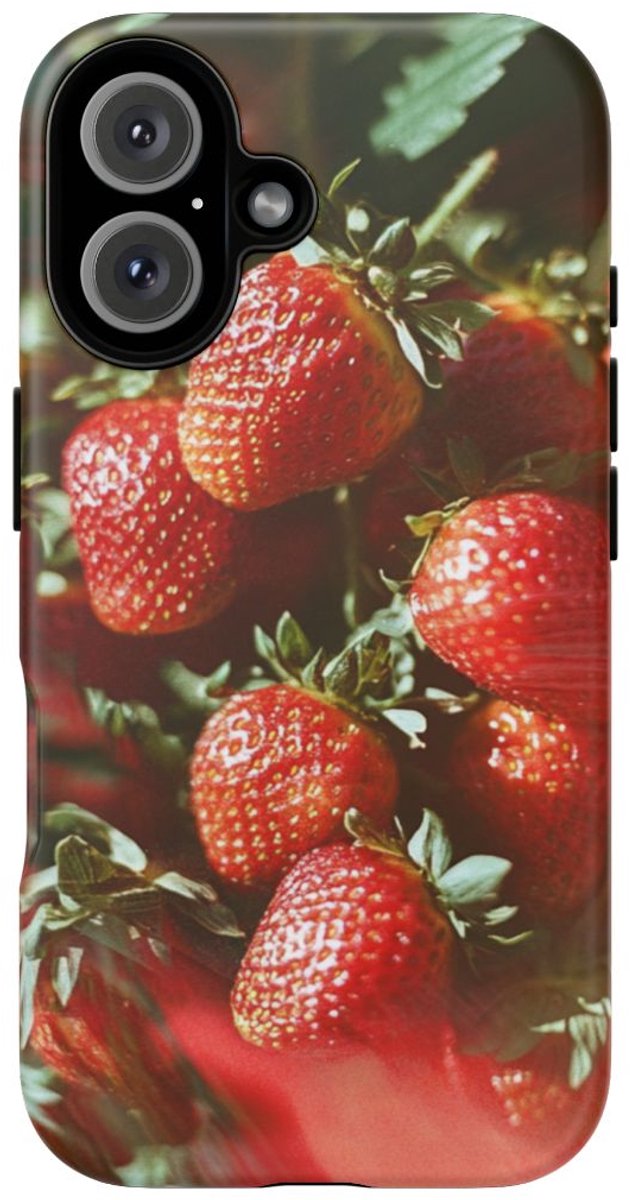 Frisse Rode Aardbeien in Cluster – Telefoonhoesje Geschikt voor iPhone 16