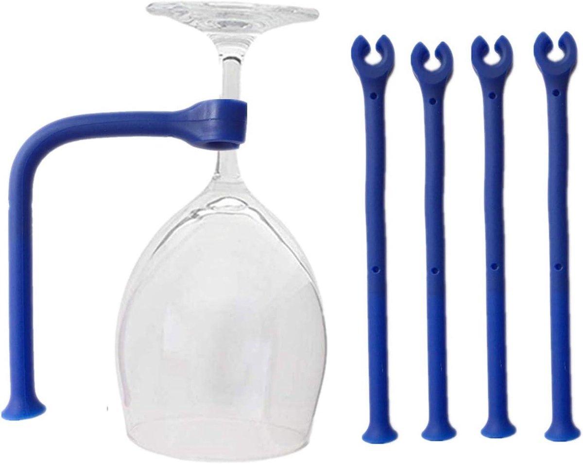 Siliconen stemware beschermer - 4 stuks - vaatwasserbestendig - wijnglas houder (blauw)