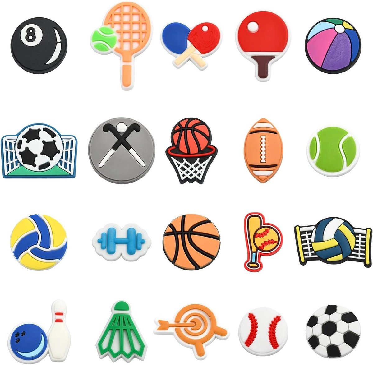 Allecto Plus - 40 Stuks Sport Thema PVC Schoen Charms Voetbal Tennisbal - Ambachten Haarclips Decoratie - Thuis Muur Decoratie