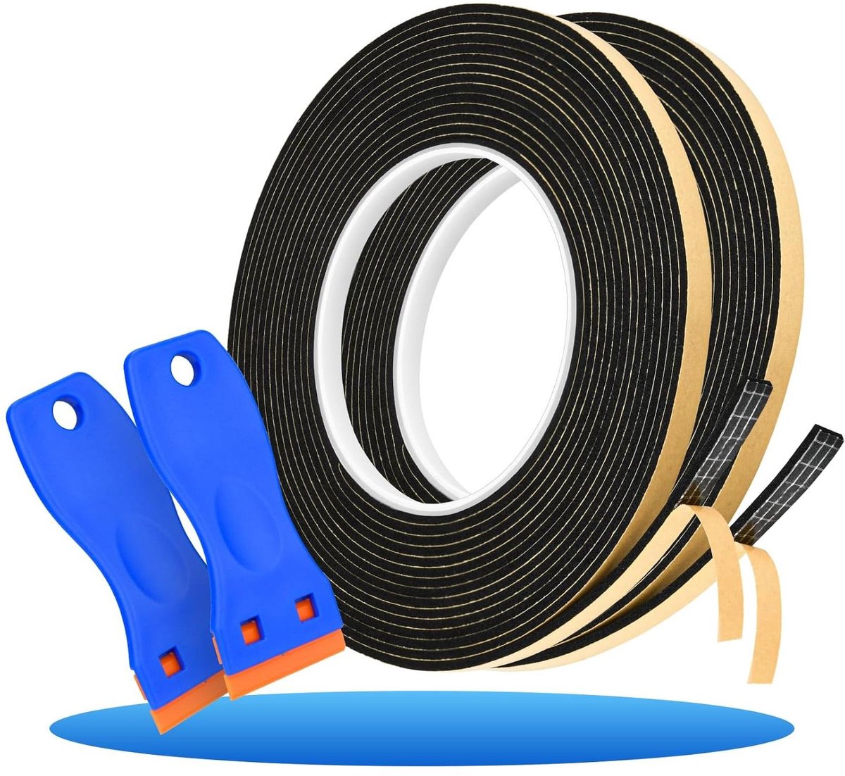 Afdichtingstape voor kookplaat - 10 meter - 2 stuks - keramische kookplaat - montageband - inclusief schraper - 7 mm x 2 mm - hittebestendig