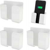 Allecto Plus - Telefoonhouder 4 stuks: organizer en oplader - Wit - Handig voor mobiele telefoon