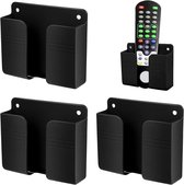 Allecto Plus - Zelfklevende wandhouder voor mobiele telefoon - Set van 4 - Zwart - Handig voor telefoonlader op te hangen