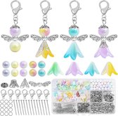 Beschermengel - Maak Zelf 55-delige Set met Beschermengel-sleutelhanger. DIY Beschermengelen Parelengel Hanger voor Bruiloft Doop Kerstmis Communie Cadeau.