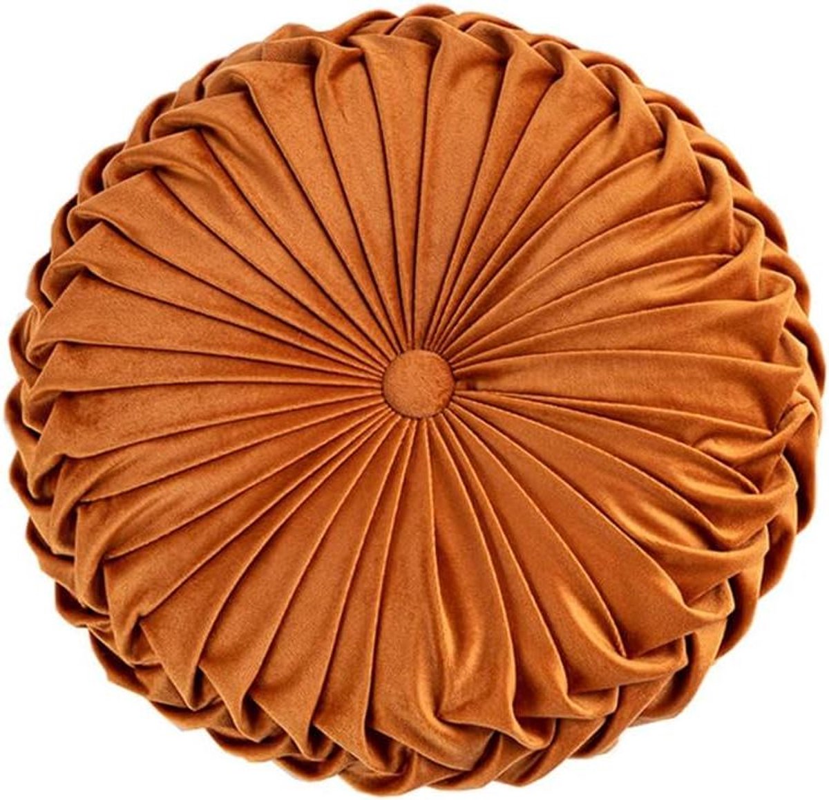 Inovra Plus - 137-inch rond bankkussen - Pure kleur fluwelen huisdecoratie - Plooidesign - Pompoenkussen - Geschikt voor huis, bed en auto decoratie - Oranje - Luxe uitstraling voor jouw interieur