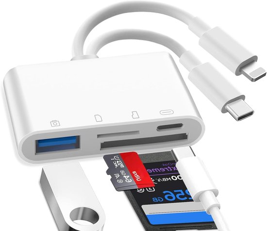 Foto: Lightning sd kaartlezer voor iphone snelle gegevensoverdracht handige lightning adapter geschikt voor sd kaarten compact formaat ondersteunt diverse iphone modellen