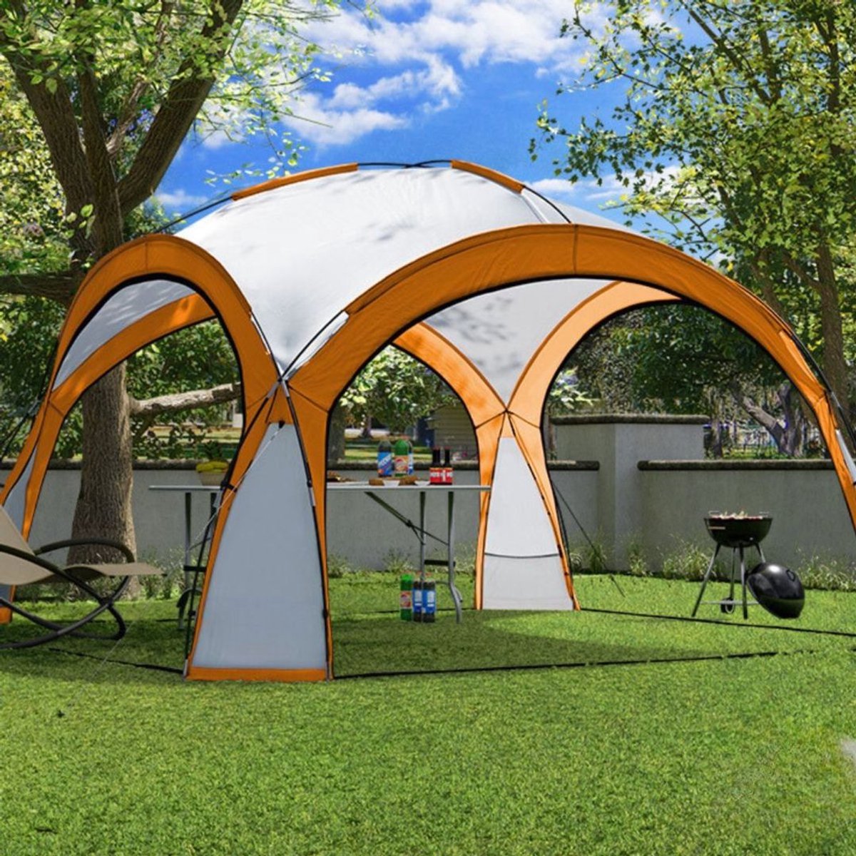 Yolo-deals - Partytent met LED verlichting - Solar - 360cm - UV bestendig - Incl opbergtas - Oranje