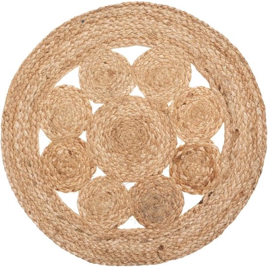 Napperons de table Atmosphera en jute – Set de 4 – Ø 38 cm – Beige – Design scandinave – Dessous de verre