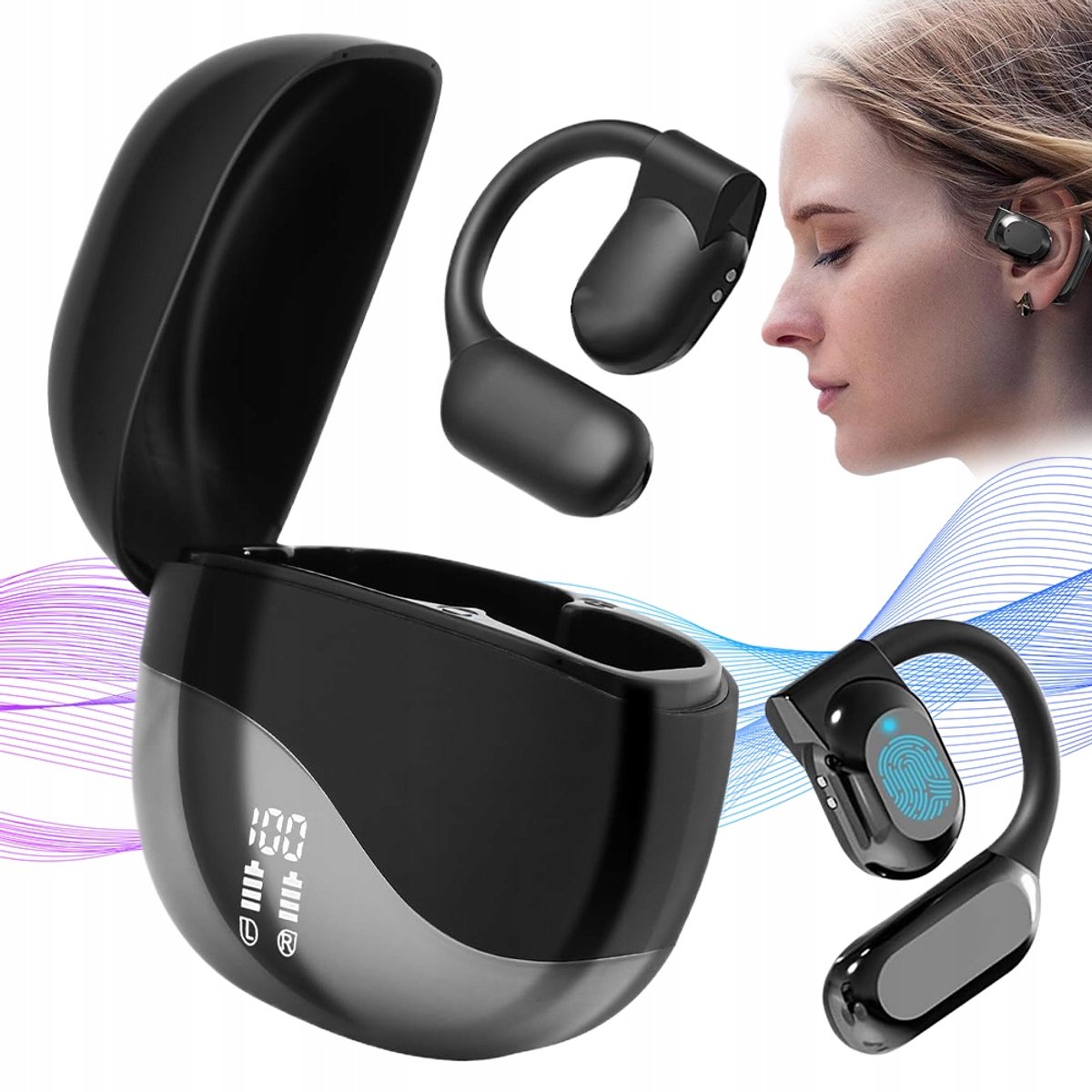 Draadloze Bluetooth-vertaalheadset - Bluetooth 5.4 - HIFI zware bas - AI verbeterd - Meerdere vertaalmodi - Ondersteuning voor realtime en offline vertaling - 139 talen - IP54 waterdicht en stofdicht
