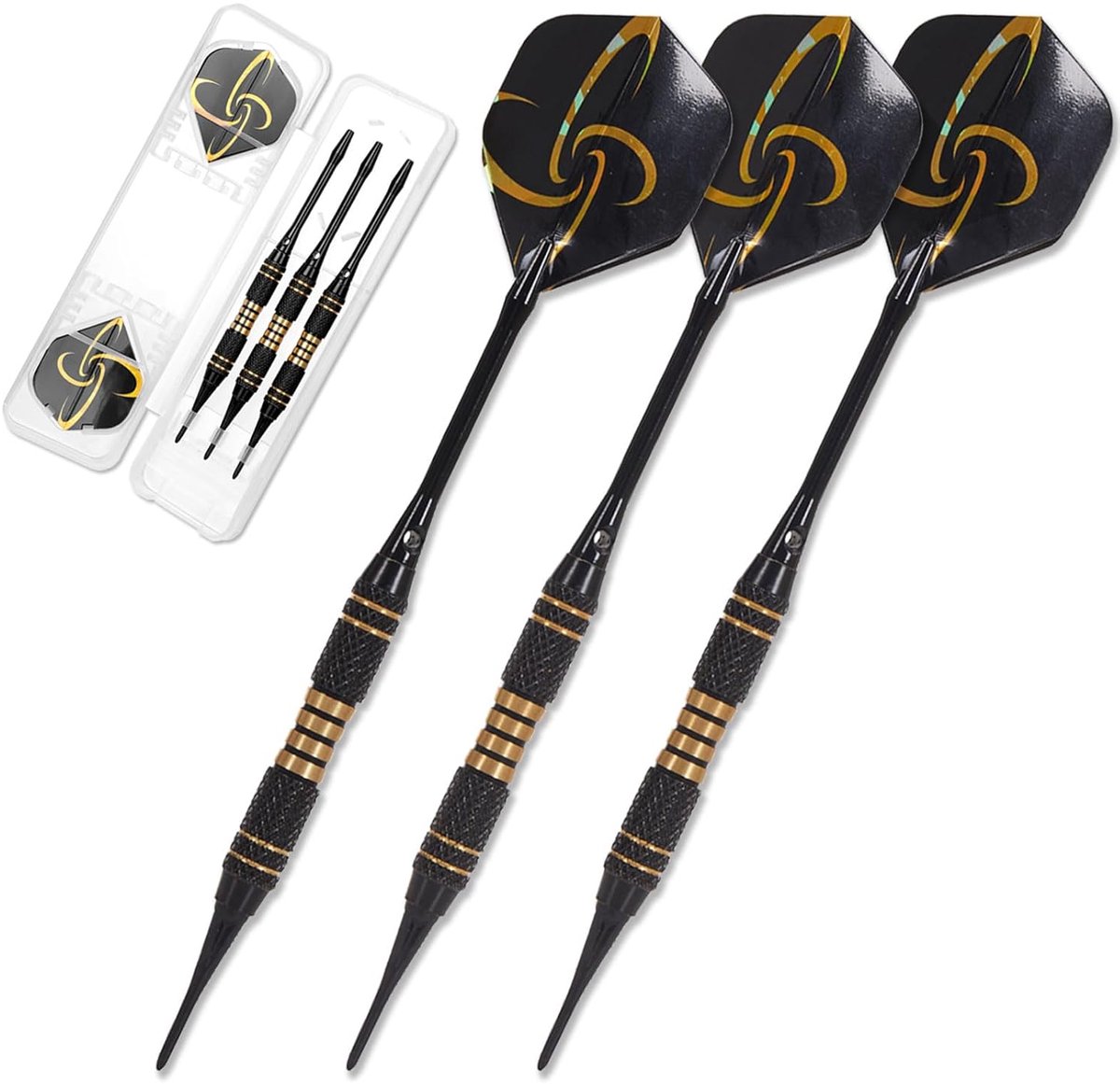 Professionele Darten met Opbergdoos - Hoogwaardige Soft-Tip Darten - 3 Stuks - Zwart - Duurzaam