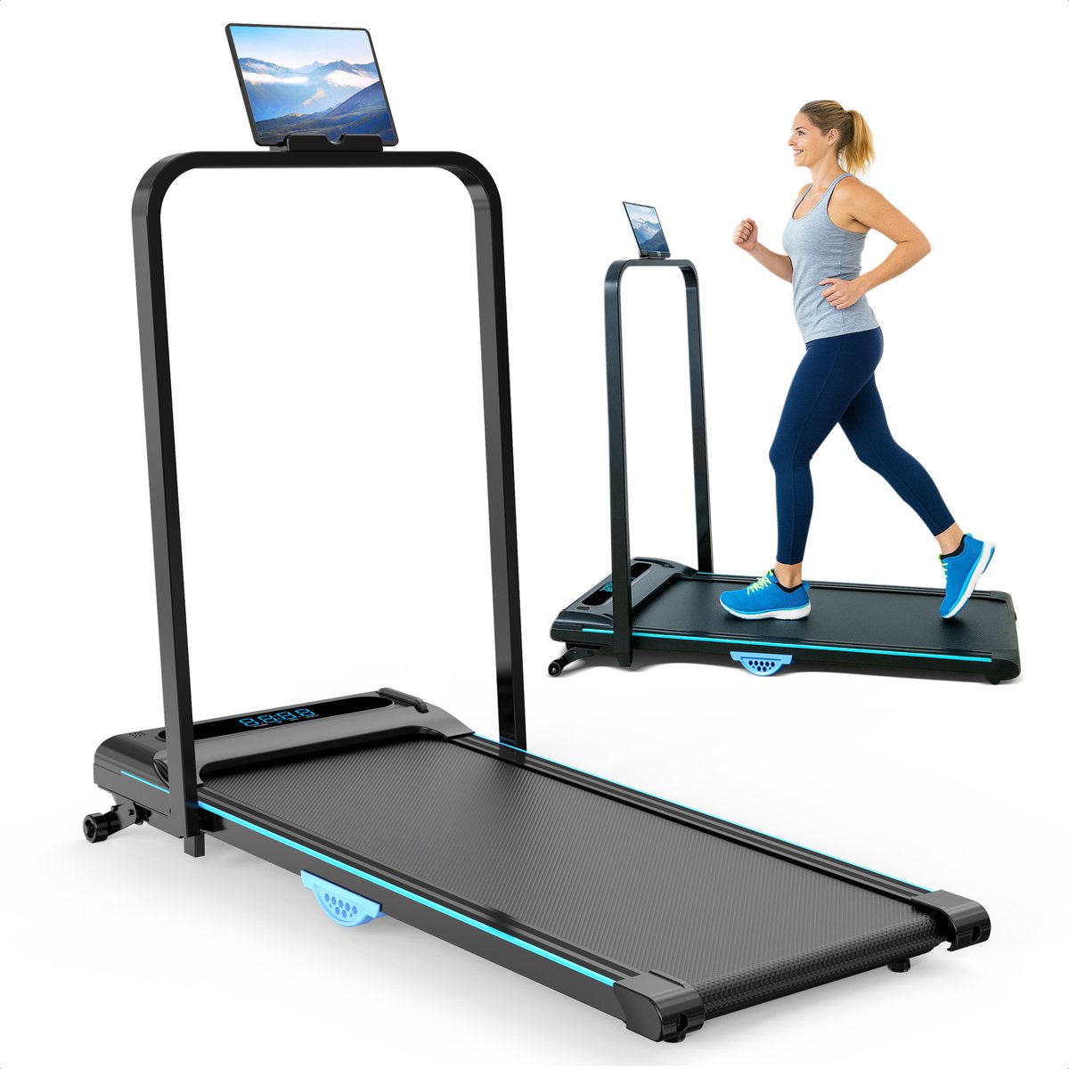 Opvouwbare Loopband Met Helling – Inklapbare Loopband voor Thuis Kantoor Bureau – Wandelband - LED Display – Afstandsbediening –12 Standen Helling - Fitness - Zwart