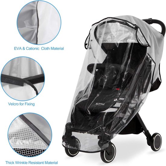 Universele regenhoes voor kinderwagens - Ademende regenhoes voor kinderwagens - Opvouwbare regenhoes voor kinderwagens - Winddicht, waterdicht, zonwerend, stofdicht, sneeuwbestendig - Geurloos en duurzaam - Eenvoudig te installeren van Merkloos — afbeelding 5