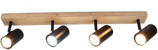 LVWIT Plafondlamp, GU10, binnenverlichting, matzwart, rond, plafondspot, 3 vlammen, metalen helling (zonder lamp