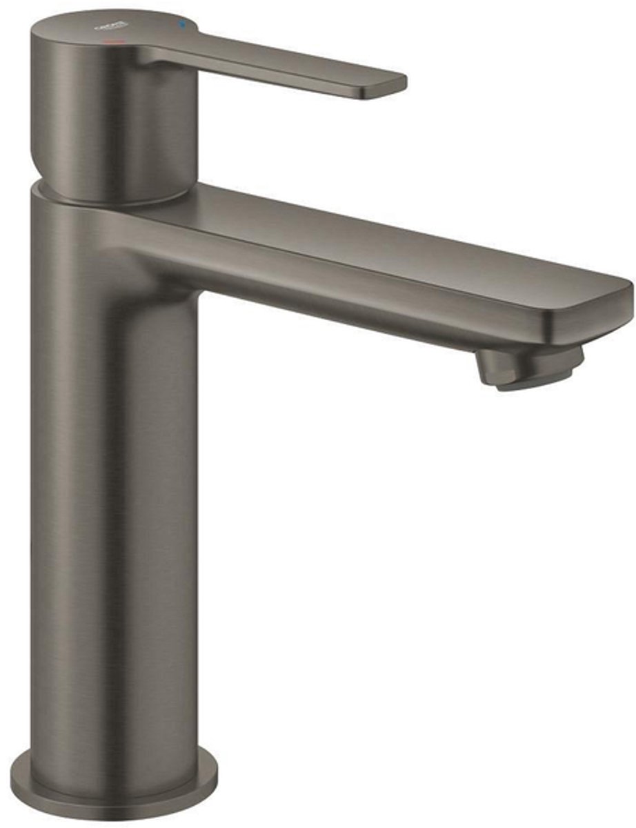 GROHE Lineare wastafelkraan - s-size - met klikwaste - geborsteld hard graphite (antraciet)