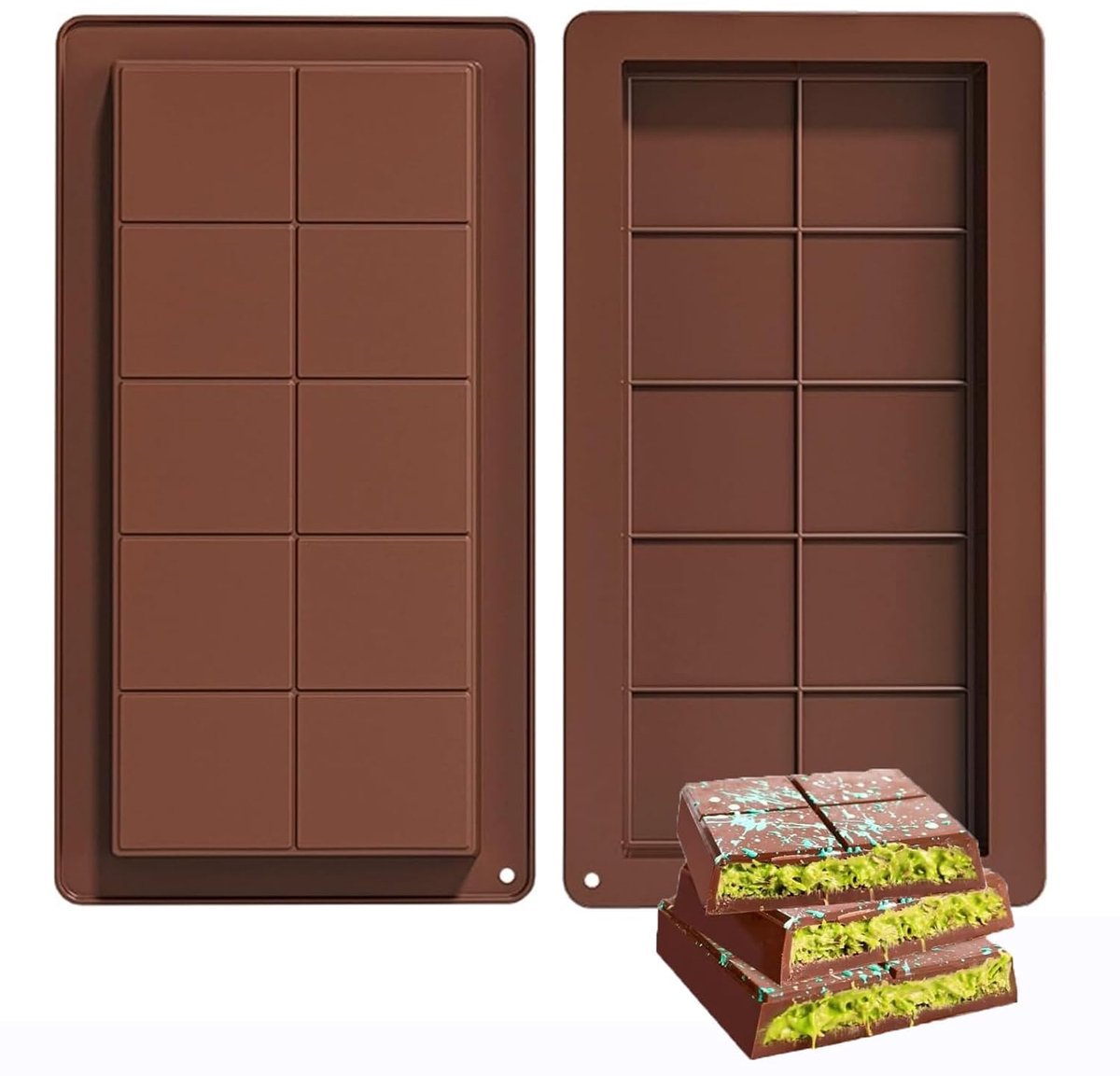 TRANKIELO® - Hoogwaardige Siliconen Chocoladevormen - Set van 2 - BPA-vrij - Gemakkelijk schoon te maken - Duurzaam
