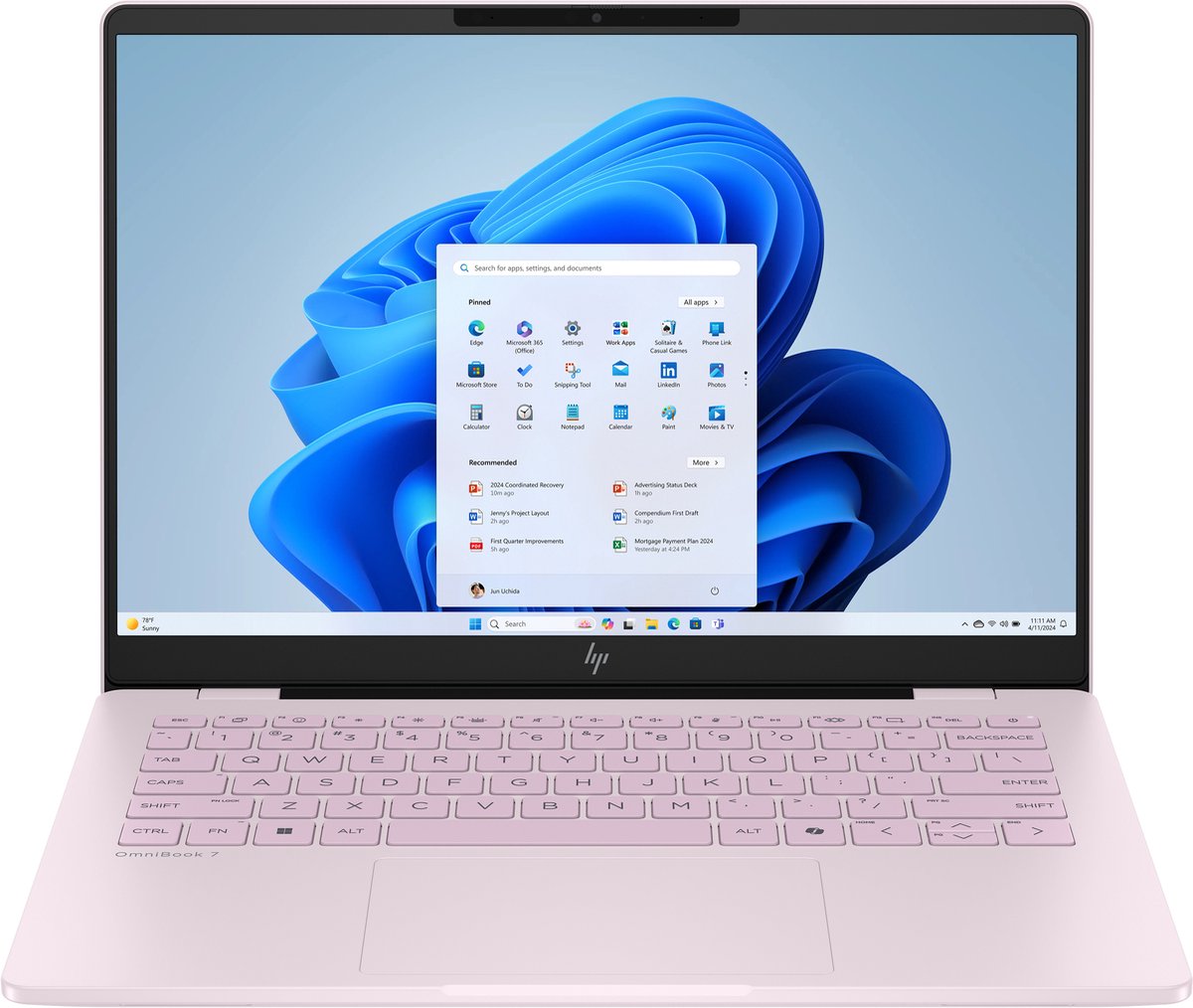 HP OmniBook 7 AI - Laptop - 14 inch - 2K - Intel Core Ultra 7 255U - 16GB/1TB SSD - Windows 11 - Roze