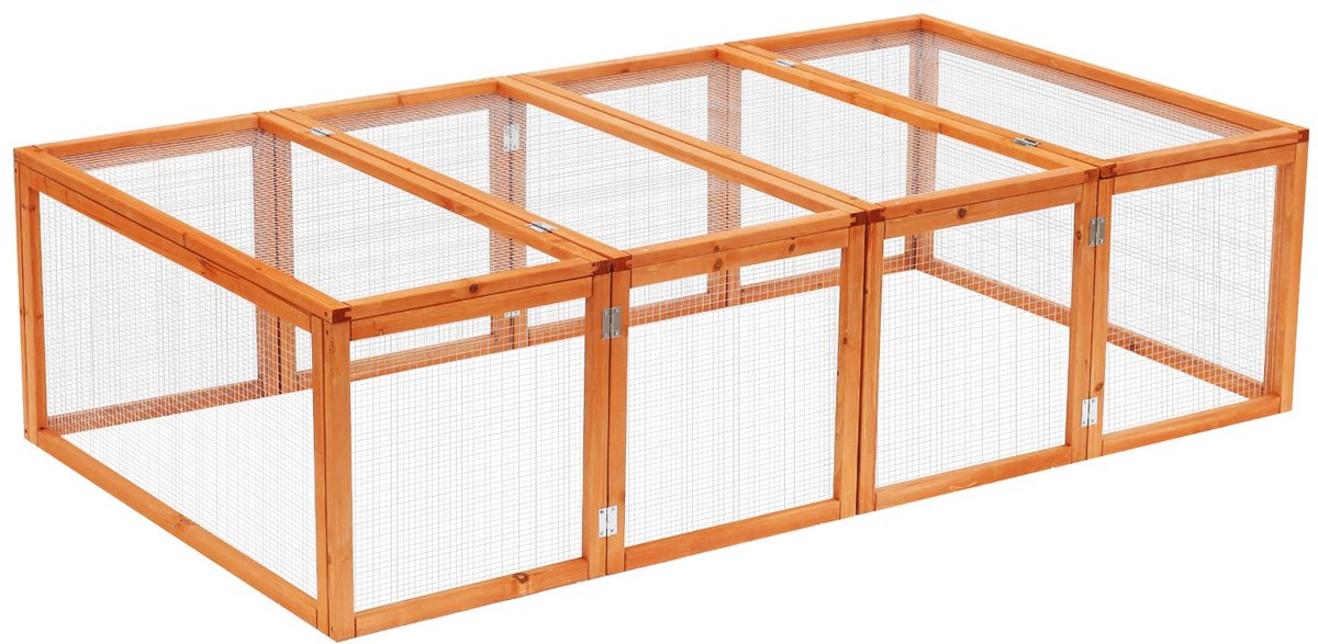 Merax Houten Konijnenren Buitenren 181x100x48 cm Voor Konijnen Cavia’s En Knaagdieren Met Deksel Natuurlijk Hout Voor Tuin Of Terras