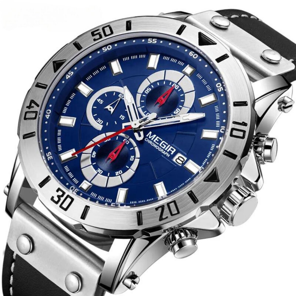Manike 2081 Chronograaf Herenhorloge - Klassiek Design - Quartz Uurwerk - Kunstleren Band - 3ATM Waterbestendig - Stijlvol Functioneel