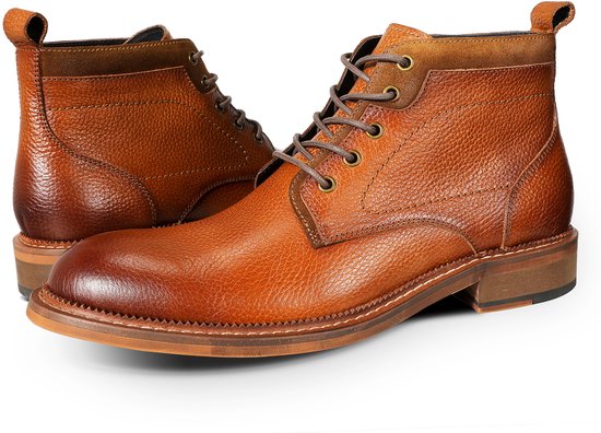 Allthemen Heren Chukka's Ronde Neus Retro - Volgraan Leer - Bruin - 45