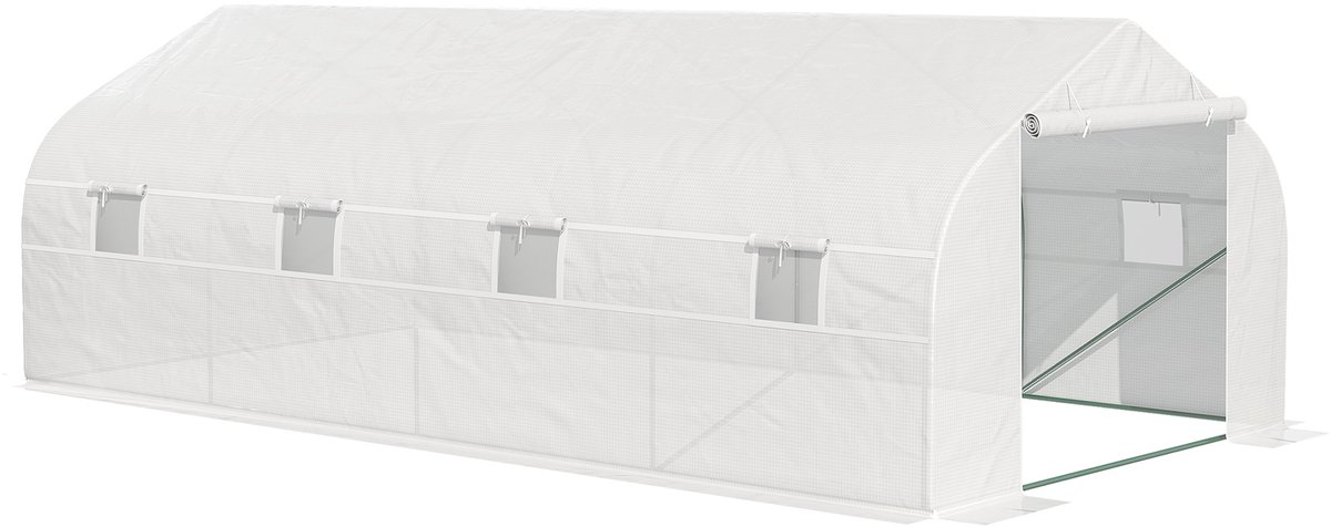 Outsunny-Tunnelkas-5.95x3x2m-Staal-Wit