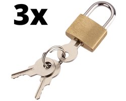 Hangslot 3 stuks - Kofferslot - 3 STUKS - Sloten - Sleutelslot - Hangsloten - Slot met Sleutel - Kofferslot - Cijferslot - Reisslot - Slot - Hangslot Koffer - Slot Voor Koffer - Slot bagage - Bagageslot - Koffer Slotje - Hangslot