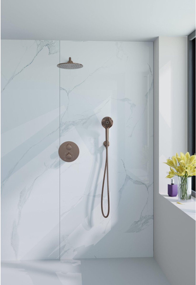 Fortifura Calvi Inbouw Regendoucheset - rond - thermostatisch - wandarm - 25cm hoofddouche