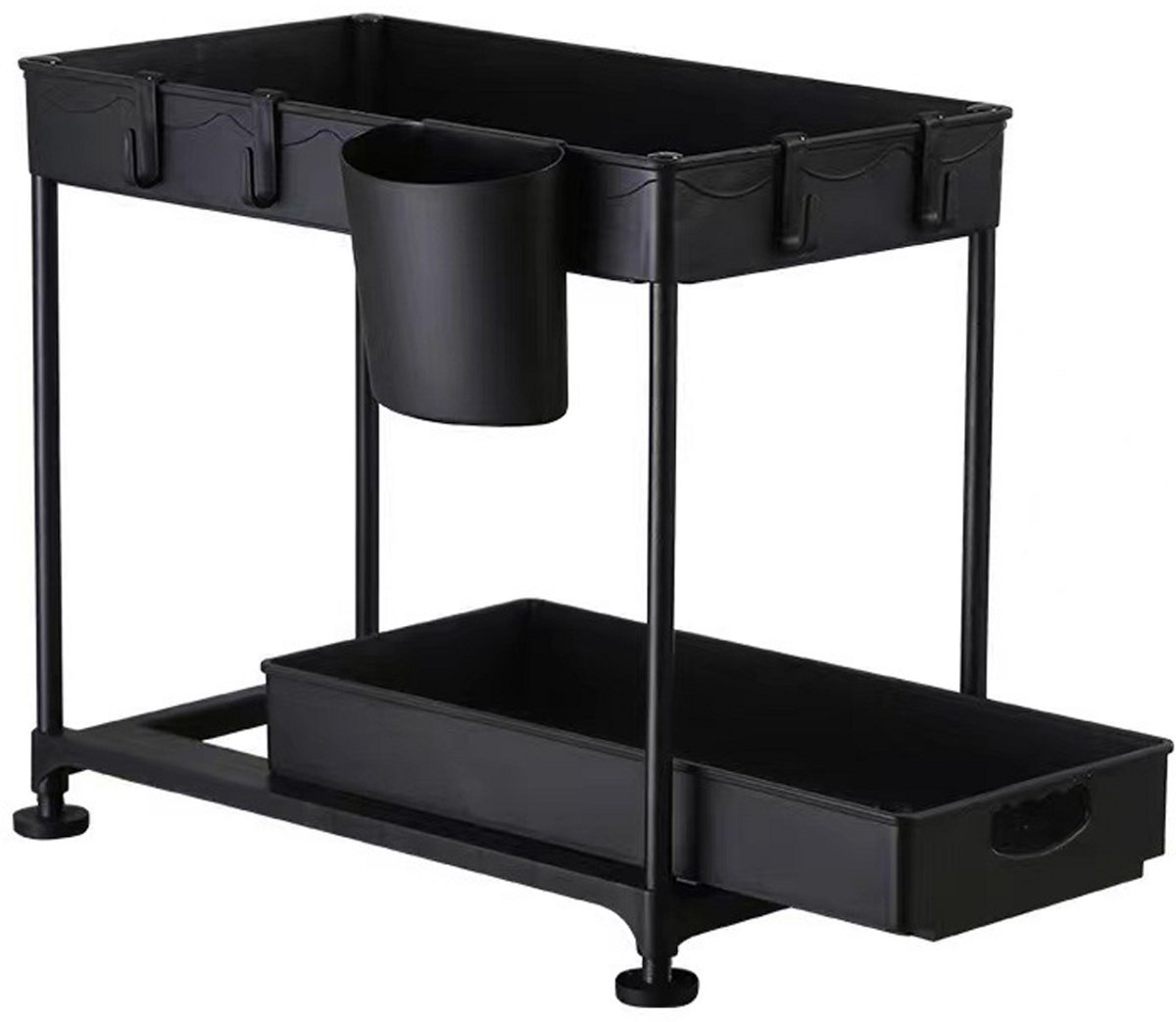 EXCITAT Gootsteenkast Organizer - Keukenkast Organizer - keukenkast organizer - opbergrek onder de gootsteen - Voor badkamer en keuken - Zwart