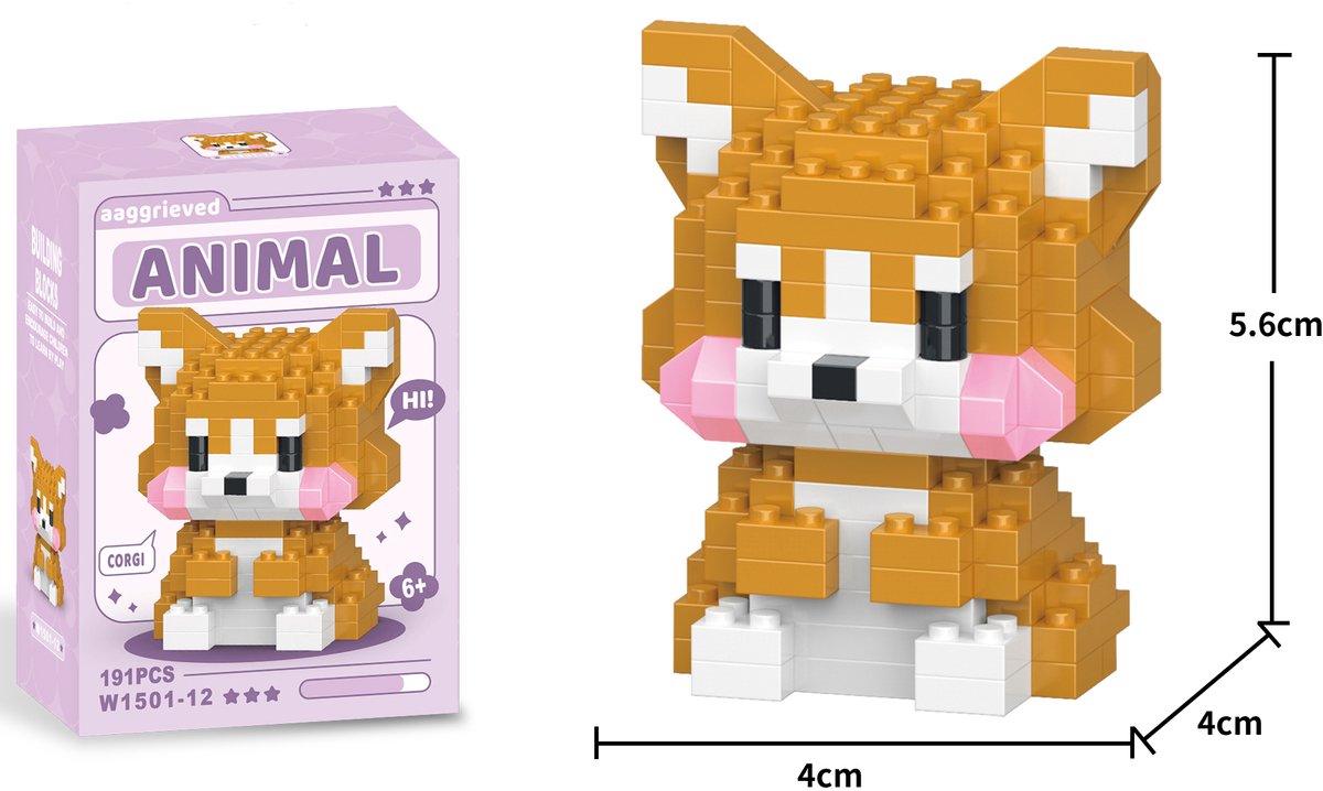 Mini Bouwstenen Set - Corgi Hondje - Voor Kinderen