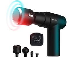 HoMedics Novo Hot and Cold Massagegun - 4 Opzetstukken - 6 Intensiteitniveaus - USB C Oplaadbaar - Inclusief Opbergcase - Voor en Na een Training - Fitness - Sporters - PGM45HC - Zwart