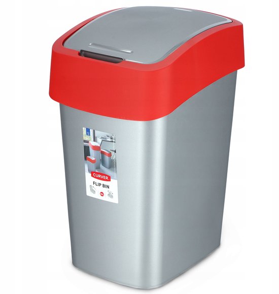 Poubelle Curver 50 Litres Noir Et Argent - Avec Couvercle Amovible, Pour Intérieur - Neuf En Emballage